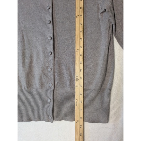 Grace Elements Petite Gray Button Front Cardigan Sweater PS‎ Rayon Nylon - Picture 4 of 9